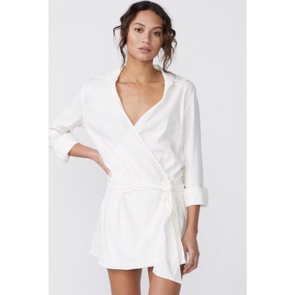 monrow linen shirt dress Monrow Women's Gauze Shirt Dress – Saint Bernard